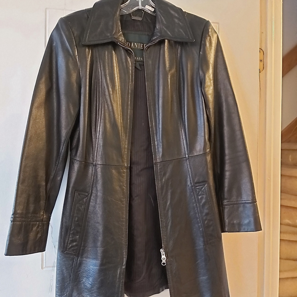 Danier Dark Leather Coat